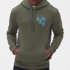NWT GAP Men XL Crest Athletic Logo Pullover Hoodie Sweatshirt Jacket in Green